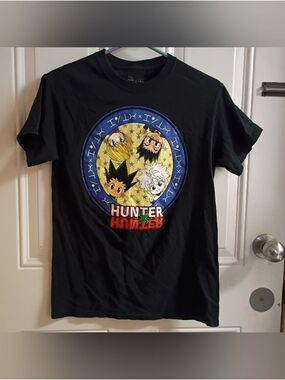 2/$10 Hunter x Hunter Anime Graphic Tee - Black with Yellow & Blue Print Small